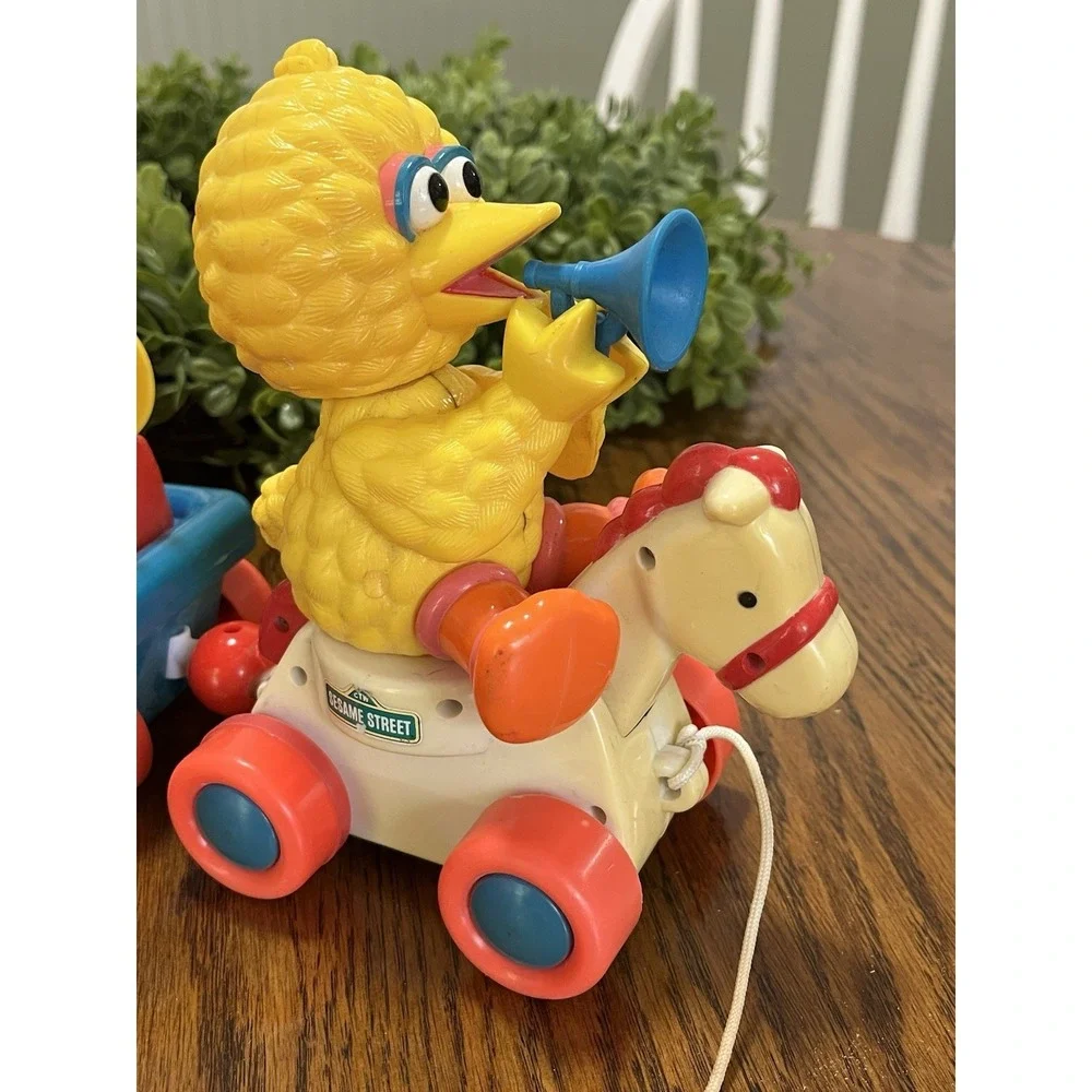Vintage Fisher-Price Sesame Street Pull Toy Train Big Bird Elmo Ernie READ